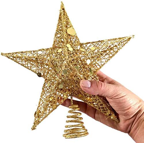 BinaryABC Iron Christmas Tree Star Topper,20cm Glittering Tree Topper