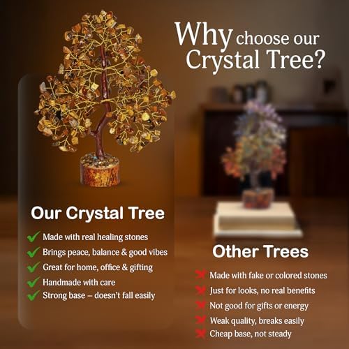 YATSKIA Tiger Eye Crystal Tree | Feng Shui Money Tree | Thank You Gifts | Crystals and Gemstones | Meditation Room