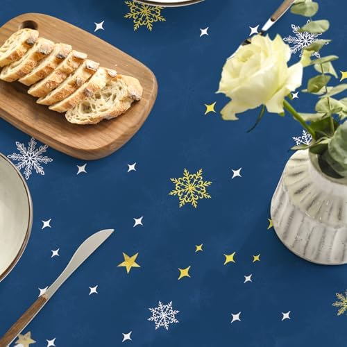 Horaldaily Christmas Tablecloth 90 x 90 Inch Round Christmas Trees Blue