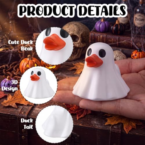 RattanView Halloween Ghost Duck Figurine Mini Resin Decoration Gift