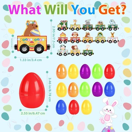 Easter Eggs Magnetic Wooden Animal Train for Kids,Easter Basket Stuffers,Easter Eggs Surprise Train,Montessori Magnetic Train Toy Christmas Countdown Gift for Toddlers,Boys and Girls (Train)
