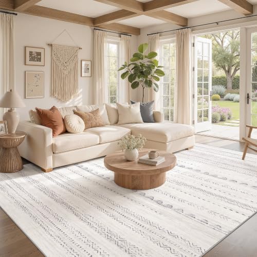 Nakagishi Boho 11x14 Area Rug Living Room Rugs Machine Washable Gray