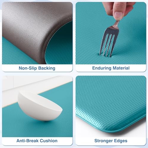 StepRite Kitchen Mats for Floor, 2-Piece Anti-Fatigue Kitchen Rugs, Green