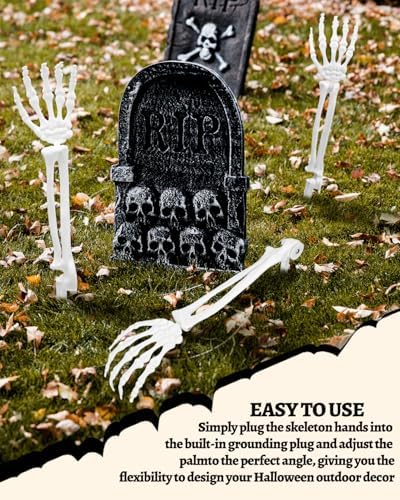 10 PCS Halloween Skeleton Hands with Lawn Stakes for Outdoor Decor