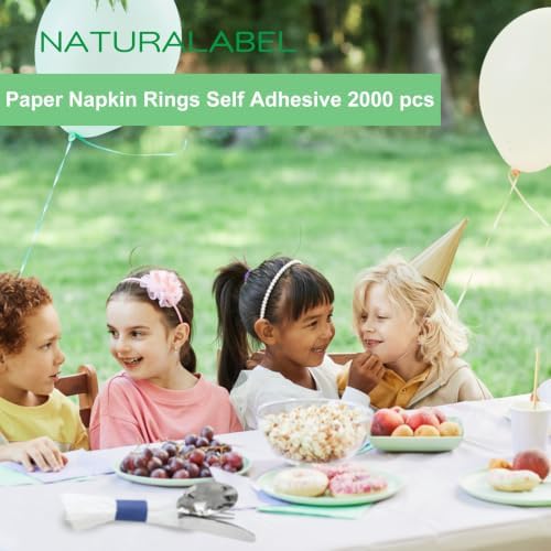 NATURALABEL Self-Adhesive Napkin Bands, Pack of 2,000, Navy Blue