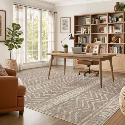Nakagishi Boho 5x7 Area Rug Living Room Rugs Machine Washable Dark Brown