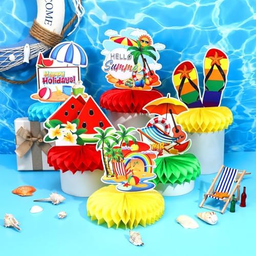 Summer Party Table Decoration, 10Pcs Hawaii Honeycomb Centerpieces