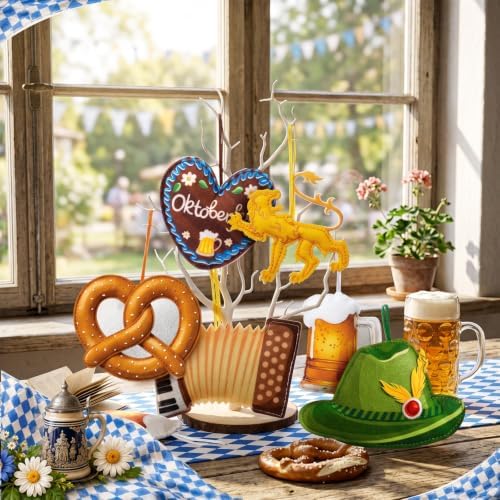 Breling 12 Pcs Oktoberfest Felt Hanging Ornaments, 3.15 inch Party Decor