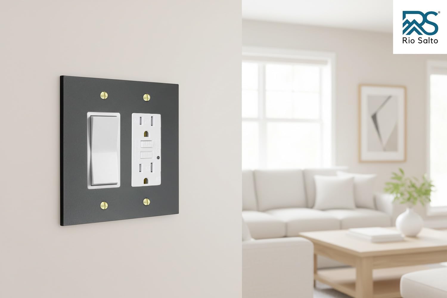 Rio Salto Matte Black Double Rocker Switch Plate Black Outlet Covers Decorator Paddle GFCI Light Switch Cover Plate —