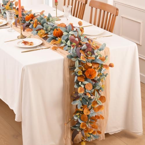 Waipfaru 6FT Fall Eucalyptus Garland for Mantle Fall Decor