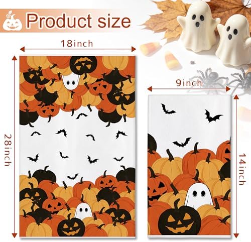 Hexagram Halloween Kitchen Towels, Ghost Cat Halloween Hand Towels