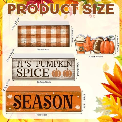 Lineshading 4 Pcs Fall Football Table Decor, Pumpkin Spice Coffee Bar Sign