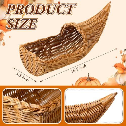100 Pcs Fall Cornucopia Basket Set with Pumpkins Acorns Leaves
