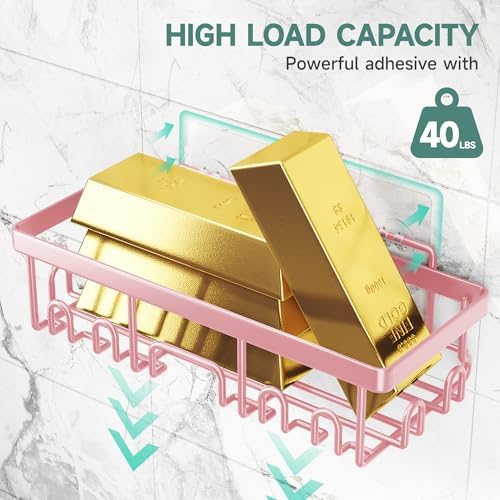 Veken Large Capacity Shower Caddy 6-Pack, No Drilling & Rustproof, Adhesive Shower Shelves with Soap Holder, Bathroom