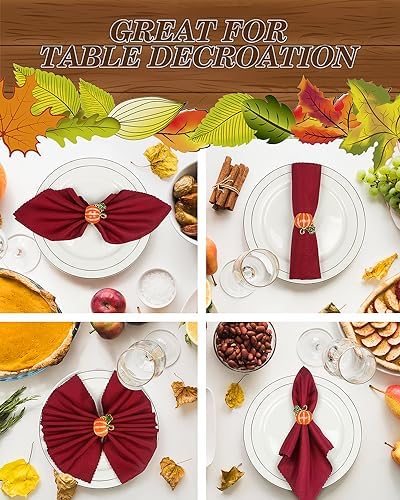 KPOSIYA Thanksgiving Napkin Rings, Fall Napkin Holders, Pumpkin, 6pcs