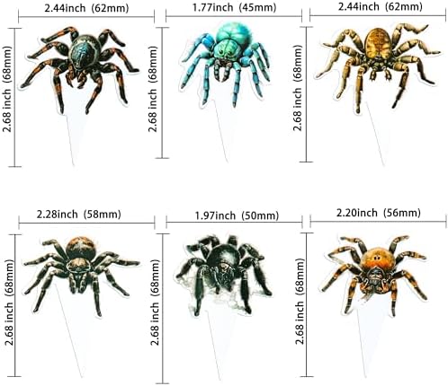 Gyufise 36Pcs Halloween Spider Cupcake Toppers - Spider Cake Picks - Halloween Horror Cupcake Decors - Baby Shower Party Cake Decoration Supplies