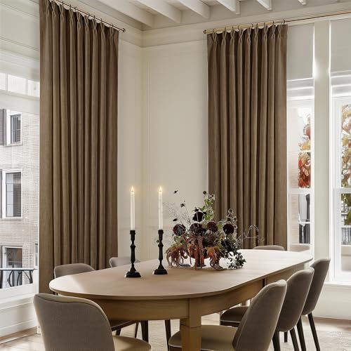 Dutch Cocoa Pinch Pleat Linen Curtains 120 Inches Long 60 Inch Wide 1 Panel
