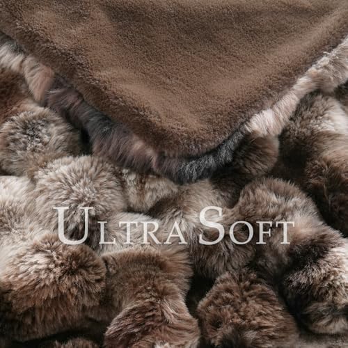BENVWE Fluffy Faux Fur Throw Blanket for Couch, Soft Plush Thick Cozy Fuzzy Luxury Minky Bubble Blanket for Home Living