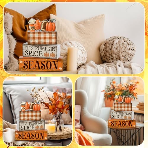 Lineshading 4 Pcs Fall Football Table Decor, Pumpkin Spice Coffee Bar Sign