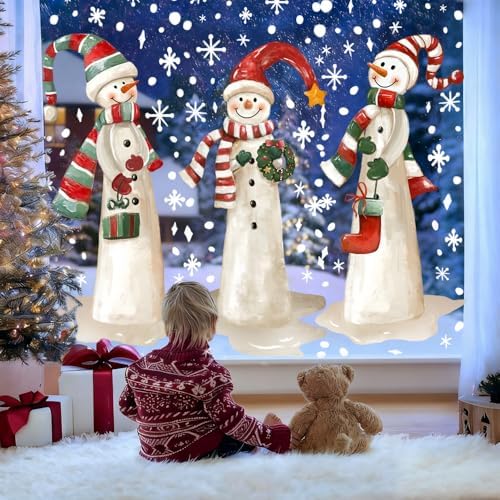 3 Sheets Christmas Extra Large Snowman Window Clings, Winter Stickers Decor