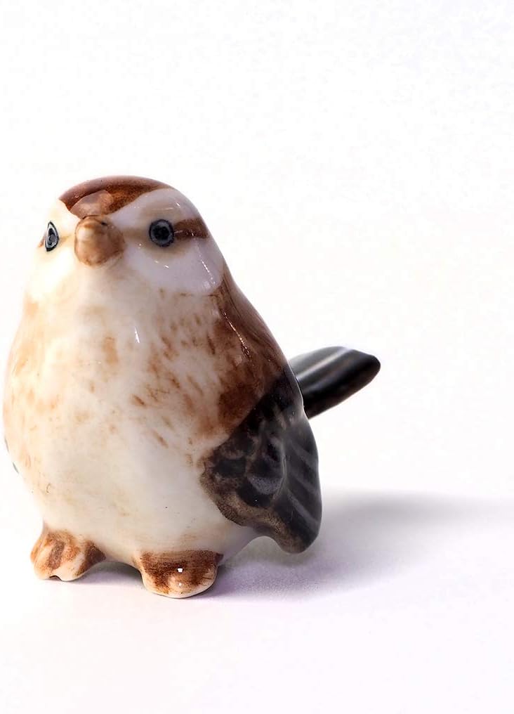 ฺBird Figurine Ceramic Tailorbird Animal Miniature Handmade Gift Decor DIY Craft Design Collectible