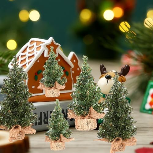Tabletop Mini Christmas Tree, 7.87" / 11.81" Artificial Christmas Tree Xmas Miniature Pine Christmas Tree Perfect for Christmas Decorations, Home, Kitchen, Dining Table (6 PCS)