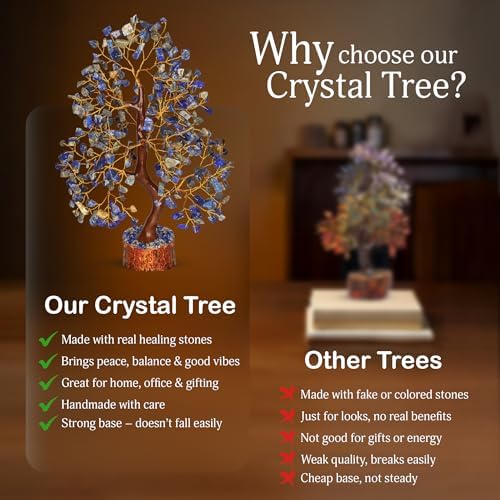YATSKIA Lapis Lazuli Crystal Tree | Healing Crystal Gemstone Tree Decor | Home Office Decor | Housewarming Gifts New