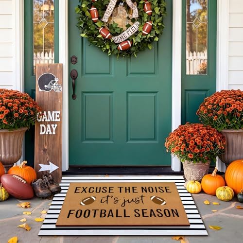 Tinideya 2 Pcs Football Layered Doormat Set for Game Day Front Porch