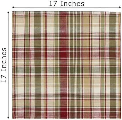 COTTON CRAFT Harvest Plaid Cloth Napkin - 12 Pack 100% Cotton Dinner Napkin