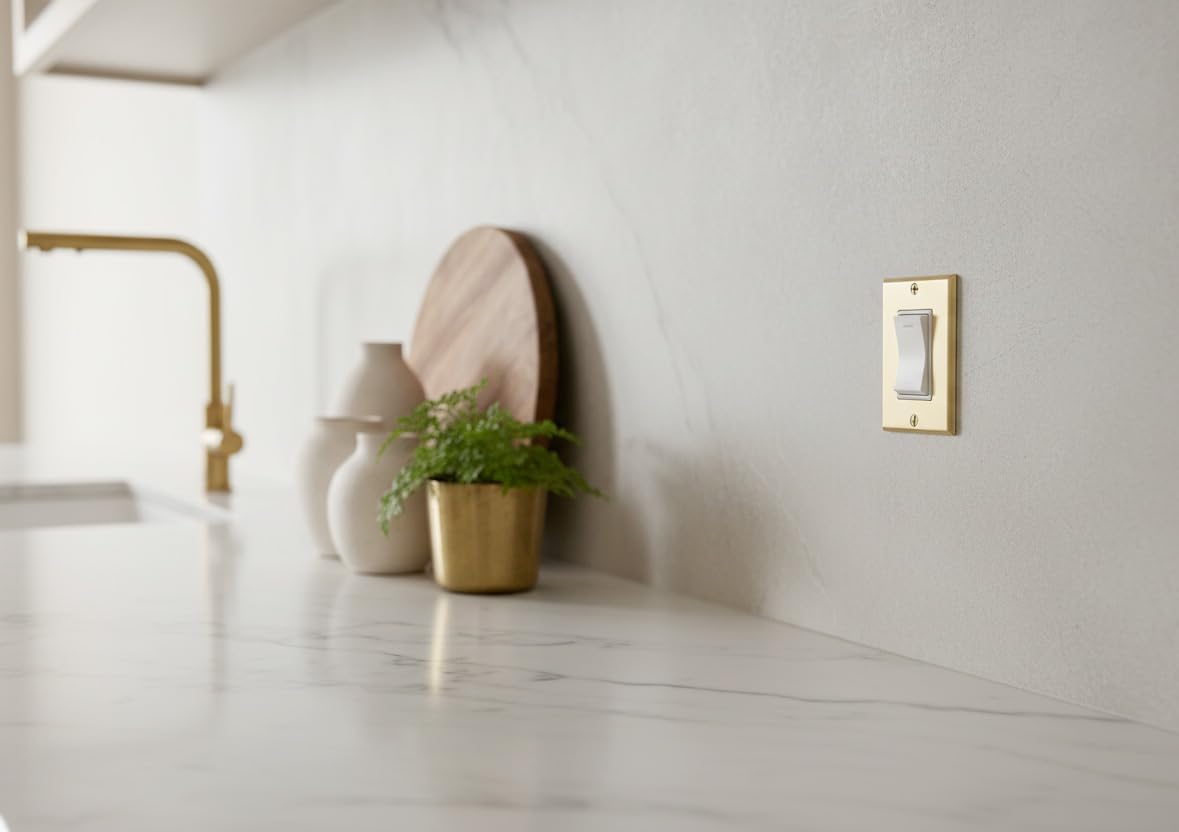Rio Salto BRASS Signature Collection Brushed Brass Gold Metal Outlet Cover, Decorative Light Switch Cover Plate Wall