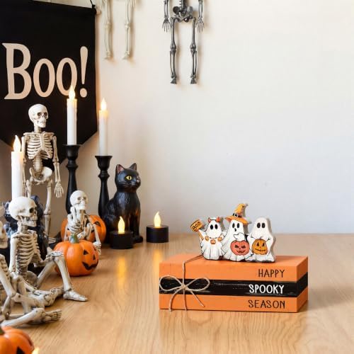 Smile Halloween Wooden Block Decor Set Ghosts Happy Spooky Season