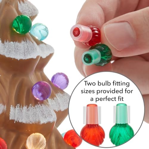 Casafield Hand Painted Ceramic Christmas Tree, Gingerbread 15-Inch Pre-Lit Tree with 128 Multi Color Lights, 2 Star Toppers