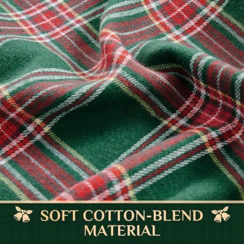 Softalker Christmas Plaid Tassel Tablecloth Rectangle, Green, 55" x 102"