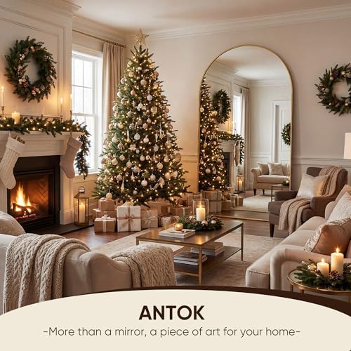 Antok 91" x46” Arched Full Length Mirror, Floor Mirror with Stand, Gold
