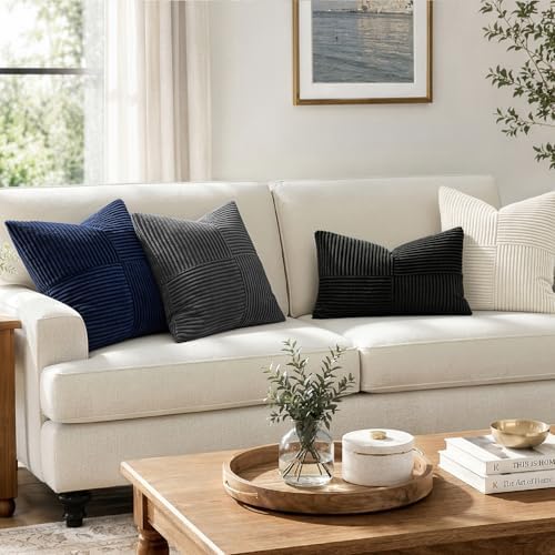 MIULEE Black Decorative Lumbar Throw Pillow Covers 14x24 Inch 2 Pack