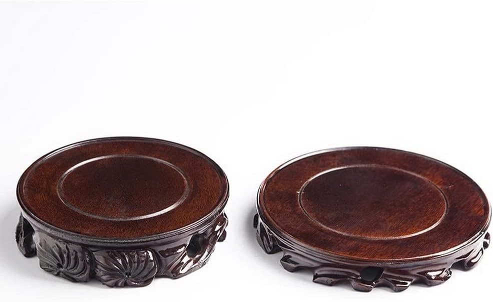 Chinese Wooden Solid Wood Base Rosewood Carved Craft Stand Vase Buddha Statue / 3.9 x 3.9 x 1.0