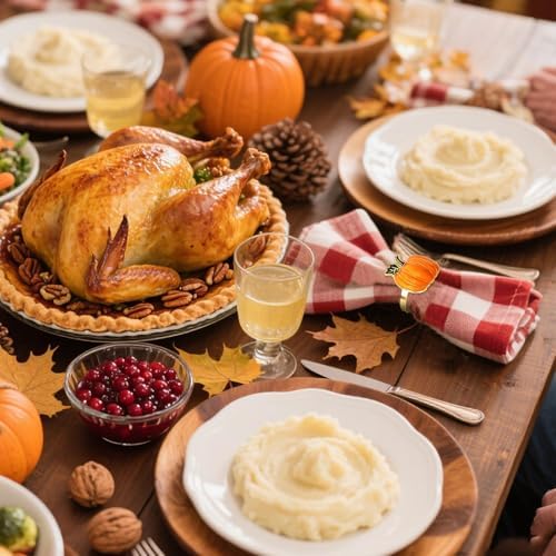wonlex Pumpkin Napkin Rings Set of 6, Fall Napkin Rings Holder, Metal Napkin Serviette for Thanksgiving Day, Dinner Banquet Family Gathering Table Decor(Orange Pumpkin)