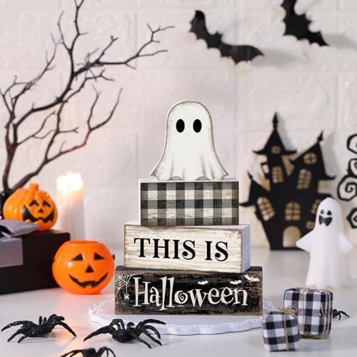 Lineshading 4 Pcs Halloween Table Decor For Home Ghost Tiered Tray Decor