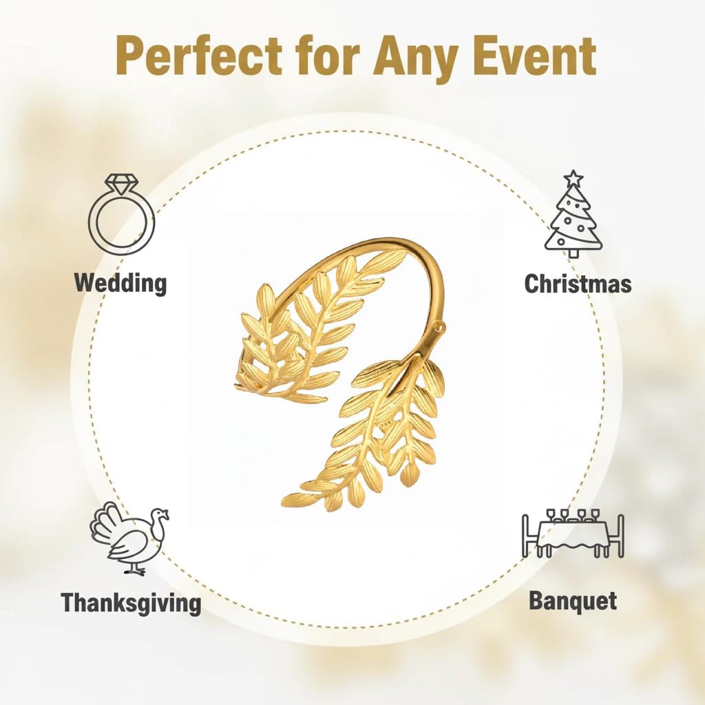 100 Pcs Gold Napkin Rings Bulk Delicate Napkin Holder for Dining Wedding Party Banquet Table Decroration Christmas and