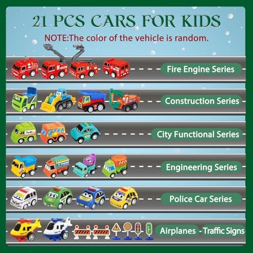 2026 Advent Calendar for Kids Boys, 24 Days Toy Cars with Scene Accessories