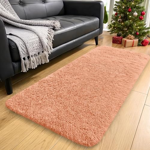 OLANLY 2x5 Machine Washable Runner Rugs for Hallway, Soft Fluffy Shaggy Bedside Rugs for Bedroom, Living Room, Indoor