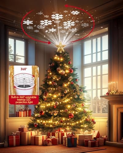 Brightown Christmas Star Tree Topper with Snowflake Projector Lights