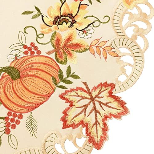 Simhomsen Embroidered Pumpkins Mantel Shelf Top Scarf Runner for Thanksgiving (86 × 17 inches)