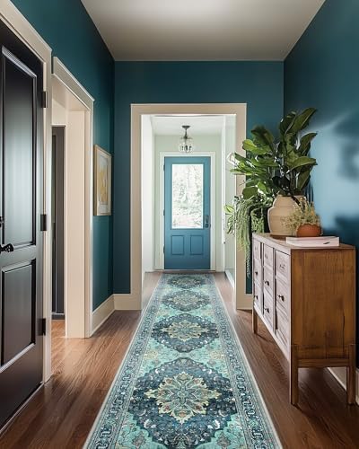 RELEANY Washable Area Rug, Runner 2'x10', Teal
