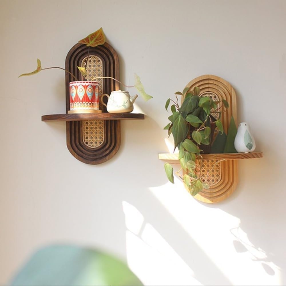 Modern Rattan Wall Shelf / Nature
