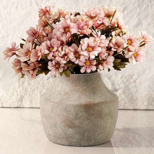 Mitt&Ditt Ceramic Flower Vase, 5.3 inch Pottery Farmhouse Rustic Vase, Handcrafted Weathered Vases, Small Flower