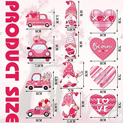 Qunclay 36 Pcs Valentine's Ornaments Wooden Hanging Gnome Ornaments