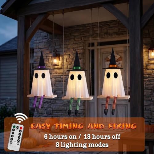 Halloween Swinging Ghost Outdoor Decor, Spooky Hanging Ghosts Decorations