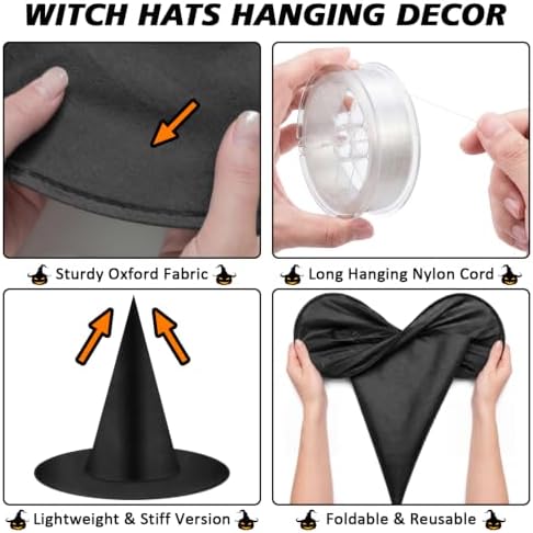 Legigo 24 PCS Halloween Decorations Witch Hat- Hanging Witch Hats with Rope