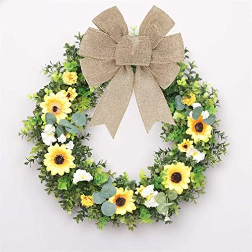 2pcs Burlap Wreath Rustic Jute Bow Christmas Tree Topper Ornament for Birthday Wedding Holiday Party Decorations
